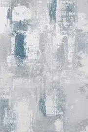 Luxurious Lumina Blue, Grey and White Modern Abstract Washable Rugs