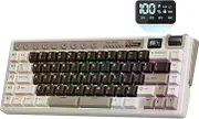 RK ROYAL KLUDGE M70 Wireless Mechanical Keyboard with Macro Keys 2.4GHz/Bluetooth/Wired 75% Gaming Keyboard with 6000mAh Battery Gasket-Mount Display & Knob RGB Hot-Swappable Linear Cream Switch