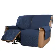 Recliner Sofa Cover with Pocket, Slipcovers Reversible Washable Elastic Adjustable Strap for home(2 Seater,Navy)
