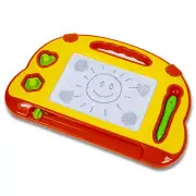 Kidplokio Yellow Kids Sketch Pad Magnetic Drawing Board with Magic Pen, Stamps,