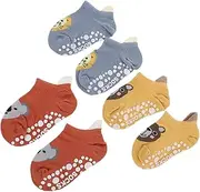FOYTOKI Infant Non-Slip Socks Set 3 Pairs of Socks Soft Cotton Sturdy Non-Slip Sole Large Back Heel for Crawling Walking