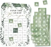 Big Dot of Happiness Boho Botanical Bride - Find The Guest Bingo Cards and Markers - Greenery Bridal Shower and Wedding Party Bingo Game - Set of 18