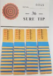 "ONE" #36 Sure Tip Board (1-36) Pull Tabs/Jar Tickets Free Shipping