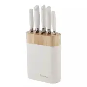 Stanley Rogers 6 Piece Acacia White Oval 6pc Knife Block Set