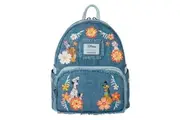 Loungefly Disney Dogs and Cats Faux Denim Fringe 10 inch Mini Backpack