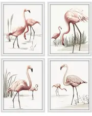 Set of 4 Flemingo on Framed Canvas Wall Art