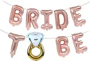 Bride to Be Balloons Set, 9Pcs Rose Gold Wedding Balloon with Ring Balloons Bride to Be Banner Balloon for Bridal Shower Bachelorette Engagement Party Decorations Rose Gold