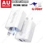 20W USB Type C Wall Charger Fast PD Dual Power Adapter For iPhone 16 15 14 13 11