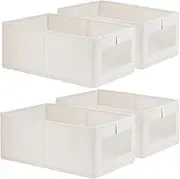 Fordonral 4 Pack Linen Storage Bins, Storage Containers for Organizing Clothing, Jeans, Toys, Books, Shelves, Closet, Wardrobe - Closet Organizers and Storage, Large Storage Boxes Baskets with Window