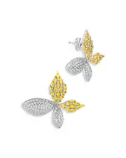 Sterling Forever Heidi Cubic Zirconia Flower Stud Earrings in Rhodium Plated
