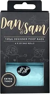 Dan & Sam Extreme Poop Bags 120pk - Blue, Extra Thick & Leak-Proof, Easy-Tie Handles, Eco-Friendly & Scented, Durable Dog Waste Bags for Hassle-Free Clean-Up, Convenient Dispenser Included