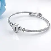 [MUERDOU] Initial Bracelet for Women Girls Alphabet 27 Letters Bracelet Heart Cable Charm Bracelets
