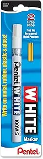 Pentel Permanent Marker, White, Fine Point, 1 Pack (100W-S)
