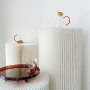 40x90cm Ivory Hard Carboard Round Ripple Plinth Stand Acrylic Top Wedding Event
