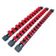 3Pcs ABS Socket Organizer Tray Set Portable Socket 3Pcs 1/2"&3/8"&1/4" Red