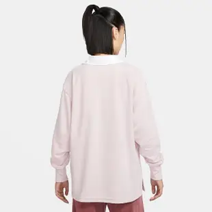 【NIKE 耐吉】上衣 女款 長袖上衣 運動 POLO衫 AS W NSW ESSNTL OS LS POLO 粉紫 FB8721-019