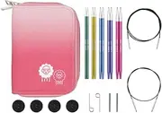 KnitPro Zing Interchangeable Needle Set – 5 x 13cm Circular Knitting Pin Pairs with Accessories Zing Starter Set, Colour Coded for Beginners, Professionals & Gift Set