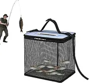 Fishing Basket for Caught Fish | Portable Floating Fish Basket,Quick-Drying Mesh Net Holder for Camping Grilling Boat Crabbing Kayak