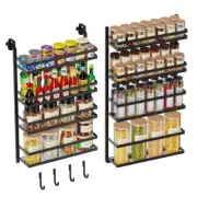 8-Tier-Wall-Mount-Spice-Rack-Organizer W/ Adjustable Basket&Fence, Large Over Th