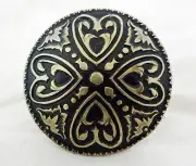 Jeremiah Watt Scarf Ring Slide White Bronze Heart Concho 1 7/8" Wild Rag Bandana