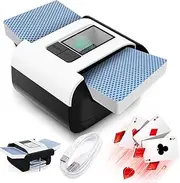Automatic Card Shuffler 1-2 Deck, 2000Mah Rechargeable Card Shuffler Machine, One-Press Operation, Low Noise Portable Electric Shuffling Machine for Poker, Uno, Blackjack, Texas Hold'em