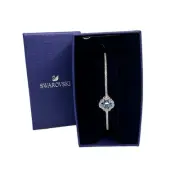 Swarovski Sparkling Dance bangle Clover, Blue, Rhodium plated