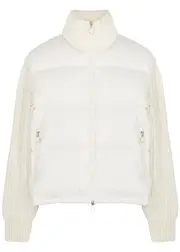 Moncler Quilted Shell and Wool Jacket - Off White - L (UK 14 / L) L (UK 14 / L)