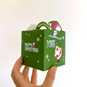 Green Merry Christmas Santa Ice Skating Treat Boxes 5pk