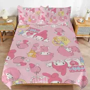 a1411 My Melody Duvet Cover Set, 3 Piece Bedding Set 86x70" Double Sided Printing Decorative Comforter Cover Set (1 Duvet Cover + 2 Pillow Shams)" jfr