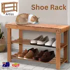Artiss Shoe Rack Cabinet Storage Bamboo Bench Wooden Stand 10 Pairs Shoes