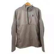 Spyder Quarter Zip Fleece Pullover Hooded Tan Men’s Medium NWT