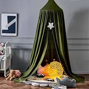 Surwin Bed Canopy Girls Boys Baby Bed Double Bed Plain Mosquito Net Canopy Children's Room Single Bed Canopy Bedroom Decoration Play Tents Children Gift No Drilling