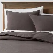 Threshold Cotton Linen Duvet & Sham Set Space Dyed OEKO-TEX, Dark Gray,