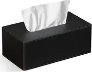 Tissue Box,PU Leather Tissue Box Cover with Magnetic Closure,Black Tissue Box,Rectangular Tissue Box Holder Decorative Organizer for Home Vanity Countertop Night Stands Bedroom Desk 9.8 * 5.3 * 4.3in