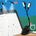 Two Dual Flexible Arms Four LED Clip-on Reading Lamp Piano Music Stand BookLight