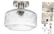 DSMJFU Semi Flush Mount Ceiling Light, Vintage Small Ceiling Light Nickel