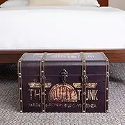 Household Essentials 9243-1 Large Vintage Decorative Home Storage Trunk - Luggage Style, Brown
