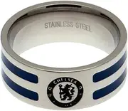 Chelsea FC Colour Stripe Ring (UK Size: Large) (Silver/Blue)