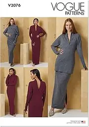 VOGUE Sewing Pattern V2076B5 Misses' Knit Dress and Top Worn Front and Back and Skirt B5(8-10-12-14-16)