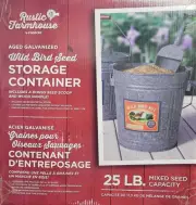 Audubon & Woodlink 25253 Rustic Farmhouse Seed Storage Bucket with Scoop - Ga...