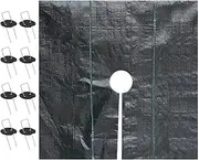 Barrier Fabric - Black Garden Tarp with Holes, Fruit Tree Protection | Agricultural Use Landscape Sheet with Nail Fixators for Greenhouse, Vegetable Patch, Flower Bed, Playground, Event Tent Base