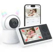 ADVWIN Baby Monitor WiFi Video Monitor with 4.3" HD LCD and Smartphone App Control, Baby Camera with Temper & Humidity Sensor Lullabies Cry & Motion Detection, Color Night Light, Night Vision