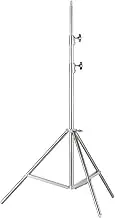 Blelsa 2M/79In Adjustable Metal Tripod Light Stand with 1/4In Screw Stainless Steel 2 Sections Adjustable 10Kg/22Lbs Load Ty for Photography Studio/Video Light/Umbrella Ring Light/Softbox Silver