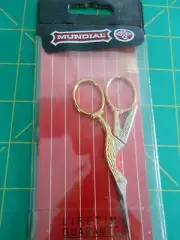 Mundial Forged Stork Embroidery Scissors 3.5"-Gold-Plated