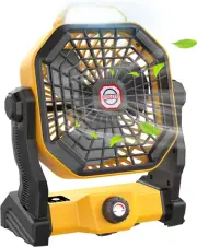 Camping Fan with LED Lantern, 10400 Mah 9 Inch Rechargeable Battery Powered Fan