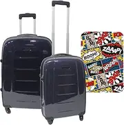 [WELL HOME MOBILIARIO & DECORACIÓN] Set of 2 Trolleys suitcases with Protective Cover 'Boom', Multicoloured, Suitcases with 4 Wheels and Protective Case, Multicoloured, Suitcases with 4 Wheels and