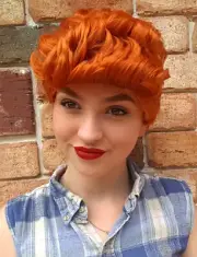Pauline Hanson Inspired Fire Red Short Costume Wig (Wilma) - by Allaura