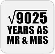 [Designsify] Gifts, 95th Anniversary Square Root of 9025 Years As Mr & Mrs, Drink Coaster Mat Wipe-Clean Non-Slip Non-Skid Cork Back, for Birthday Mom Dad Parents Fathers Mothers Day Party