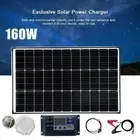 12V 160W Solar Panel Cpmplete Kit Mono Fixed Regulator Charging Controller USB