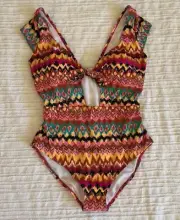 Boden Women's Cap Sleeve Tie Front 1 pc Swimsuit sz 14 NWT